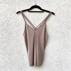 Mocha Pink Criss Cross Strap Detail Top